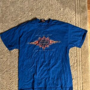 Vintage Harley-Davidson Blue and Orange Short Sleeve Tee